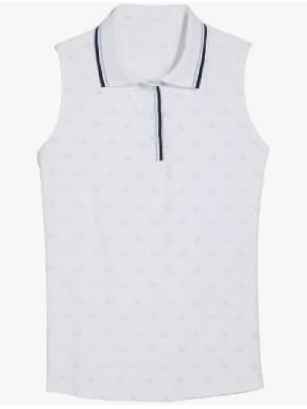 Vineyard Vines Womens Sleeveless Golf Performance Polo, White/Blue, Large, Nwt